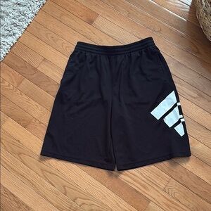 Adidas Black and White Knee-Length Athletic Shorts